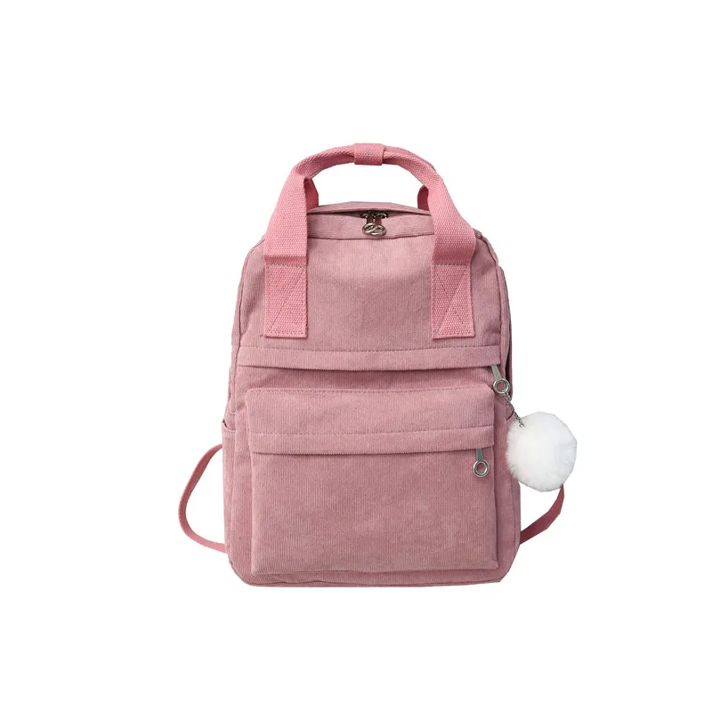 Pink Menghuo рюкзак для женщин меховой шар сплошной цвет вельвет рюкзак для девочек весна зима бархат дорожная сумка Mochila Feminina - Цвет: Pink