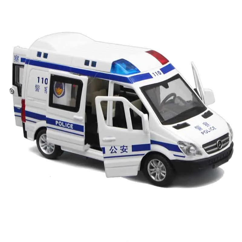02 1:32, больница, спасательная скорая помощь, полицейские автомобили из литого металла, модель игрушки, вытяжной звуковой светильник, автомобильные игрушки из сплава для детей - Цвет: 02
