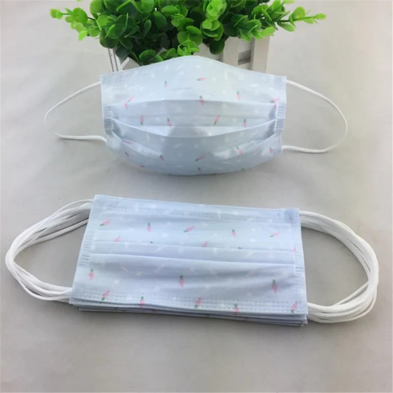 12 10PCS Anti-dust Windproof Disposable Mouth Mask Cute Cartoon Non-woven 3 Layers Anti Haze Adult Printed Masks - Цвет: 12