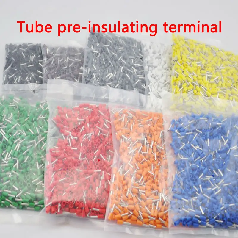 

1000PCS E2512 Tube pre-insulating terminal insulated cable wire connector crimp terminal (type TG-JT) AWG #14 VE2512 1510 7512