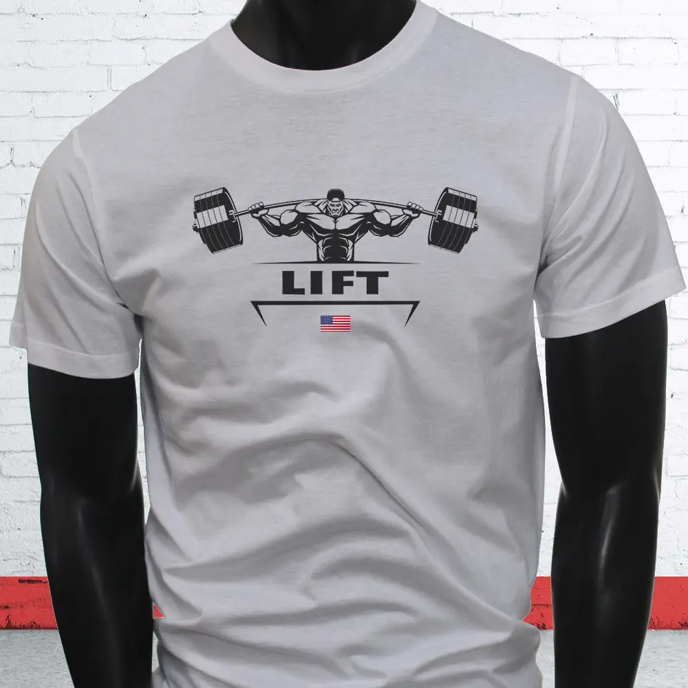 

2019 Fashion Hot Sale Lift Lifting Weight trains Gymer Workout Muscles Mens White T-Shirt Tee shirt