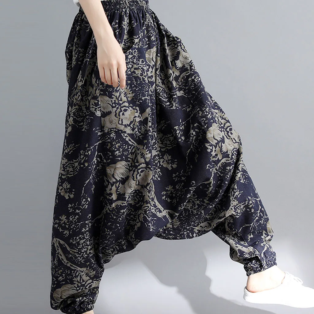 Womail, женские брюки, летняя мода, Boho, хиппи, для девушек, с принтом, свободные штаны, мешковатые брюки, высокая талия, длинные штаны, пляжные,, M531