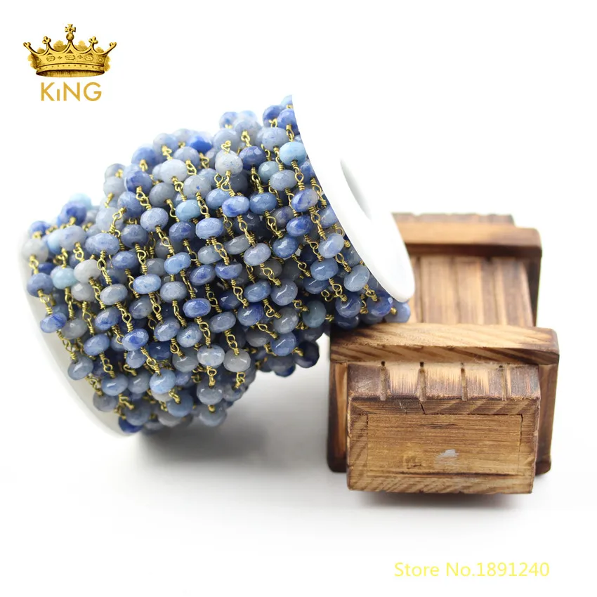 5 метров голубая искусственная цепь для ожерелья граненые мондальный авантюрин