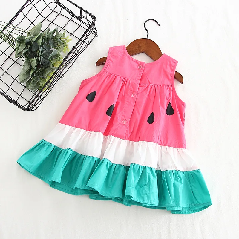 Summer Girls Dress Baby Girl Clothes Kids Princess Watermelon Ruffles Dresses Kid's Doll Collar Tutu Vestidos WT333 | Детская одежда