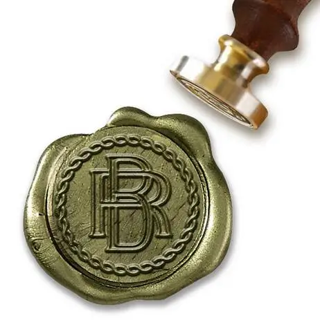 Индивидуальная восковая печать с переплетенными инициалами Monogram -1 круглый