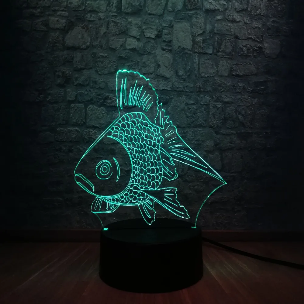 7 цветов Изменение 3D золотая рыбка USB Светодиодная лампа детский подарок на день