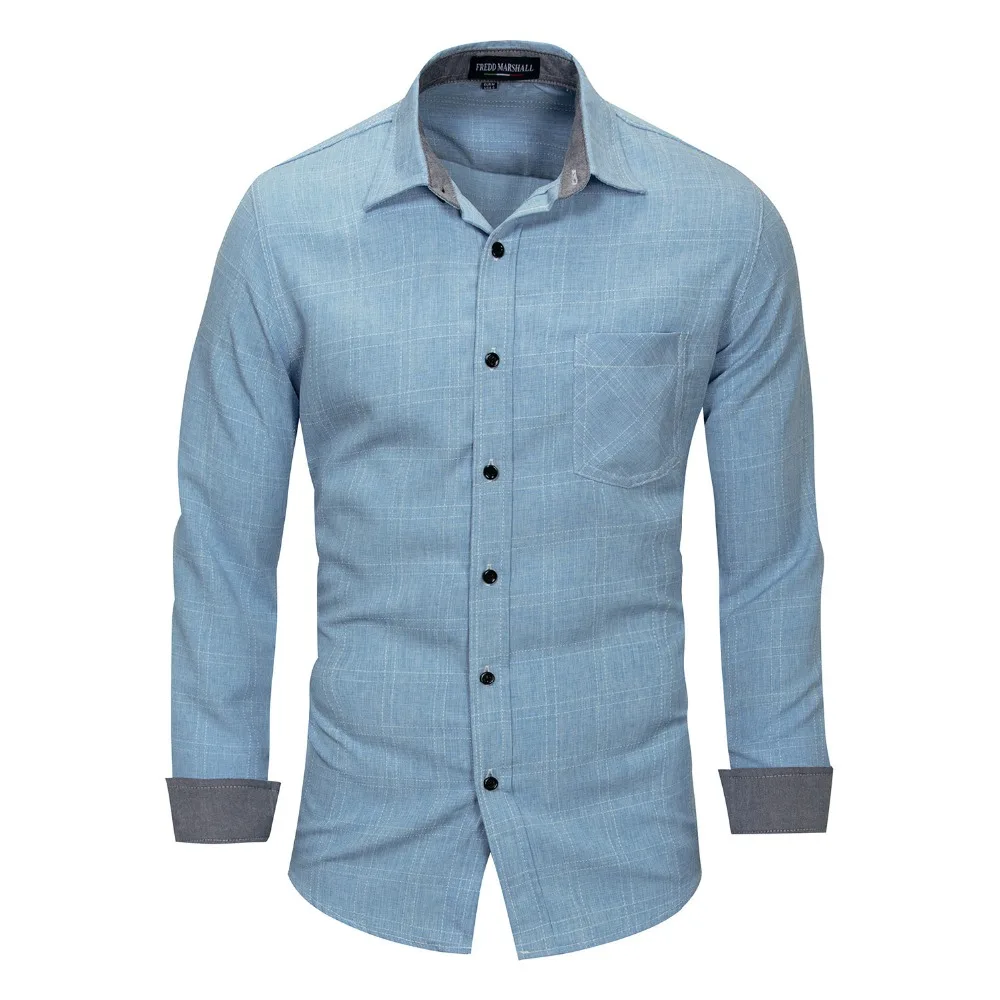 Мужской рубашка из 2018 Повседневное ShirtsThe мальчика плед ShirtCotton и лен MaterialSky |
