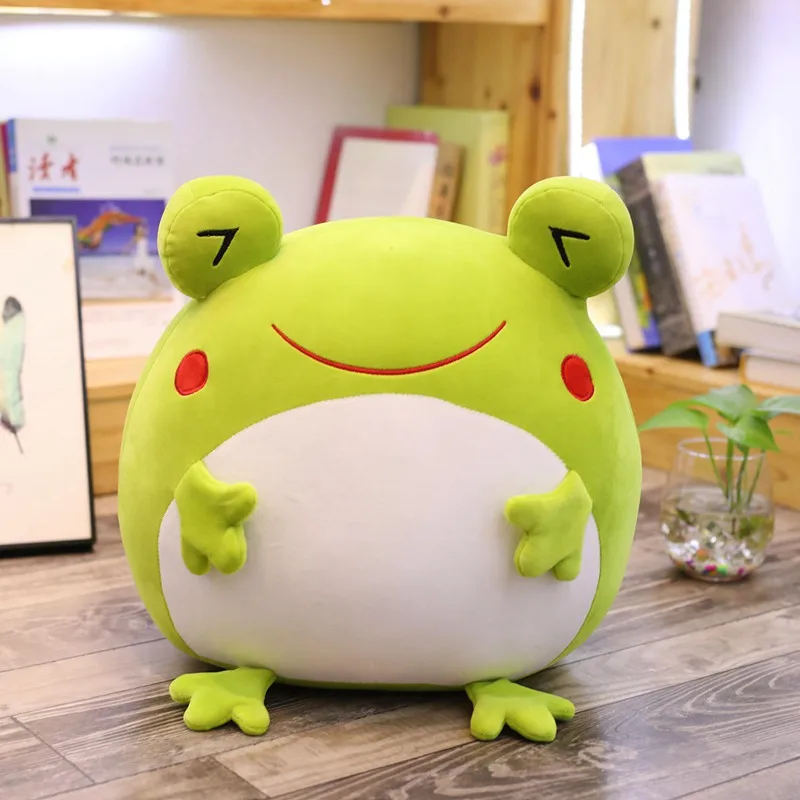 Frog-1 35cm Cute Expression Frog Plush Toy Soft Cartoon Animal Frog Stuffed Doll Sofa Bed Pillow Cushion Household Items Kids Best Gift - Цвет: Frog-1