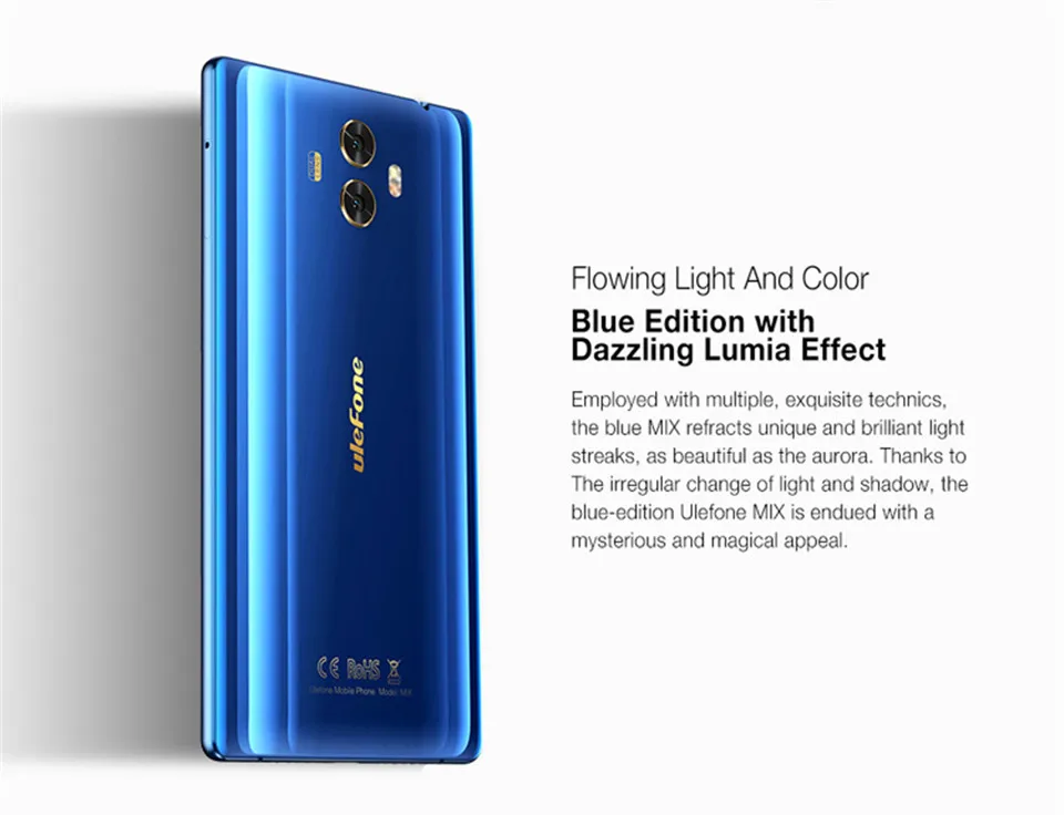 Смартфон Ulefone Mix, четыре ядра, 4 Гб+ 64 ГБ, MTK6750T, 5,5 дюйма, HD, 13 МП, двойная реальная камера, Android 7,0, отпечаток пальца, мобильный телефон
