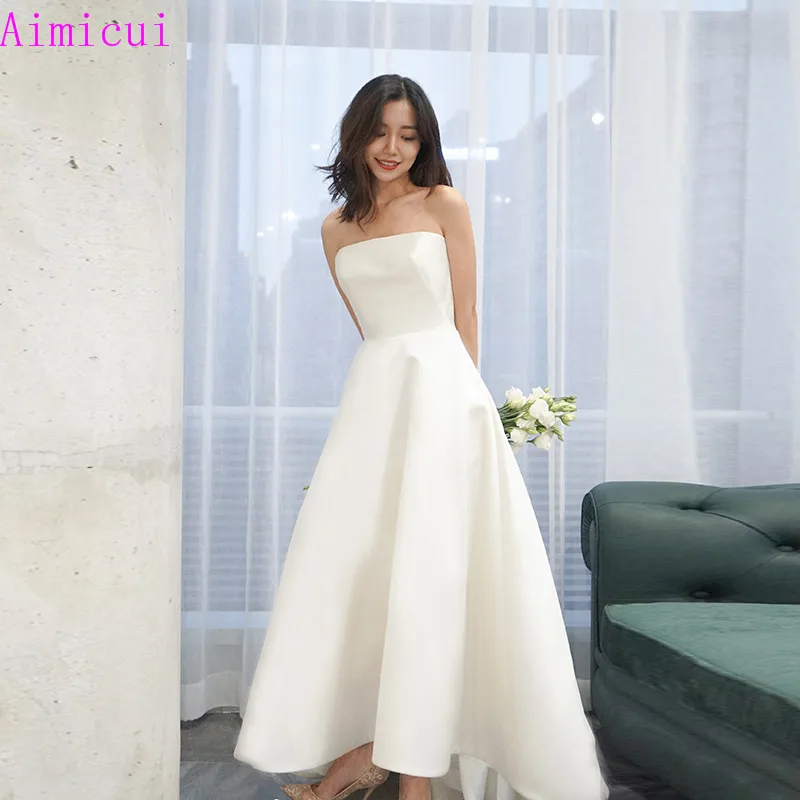 Сексуальные короткие свадебные платья а-силуэта в стиле бохо Vestido Noiva Praia Простое