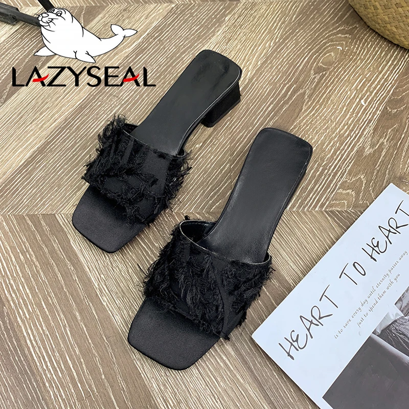 LazySeal; женские шлепанцы на высоком каблуке со стразами; летние женские Босоножки на каблуке с открытым носком; женская обувь с металлической пряжкой