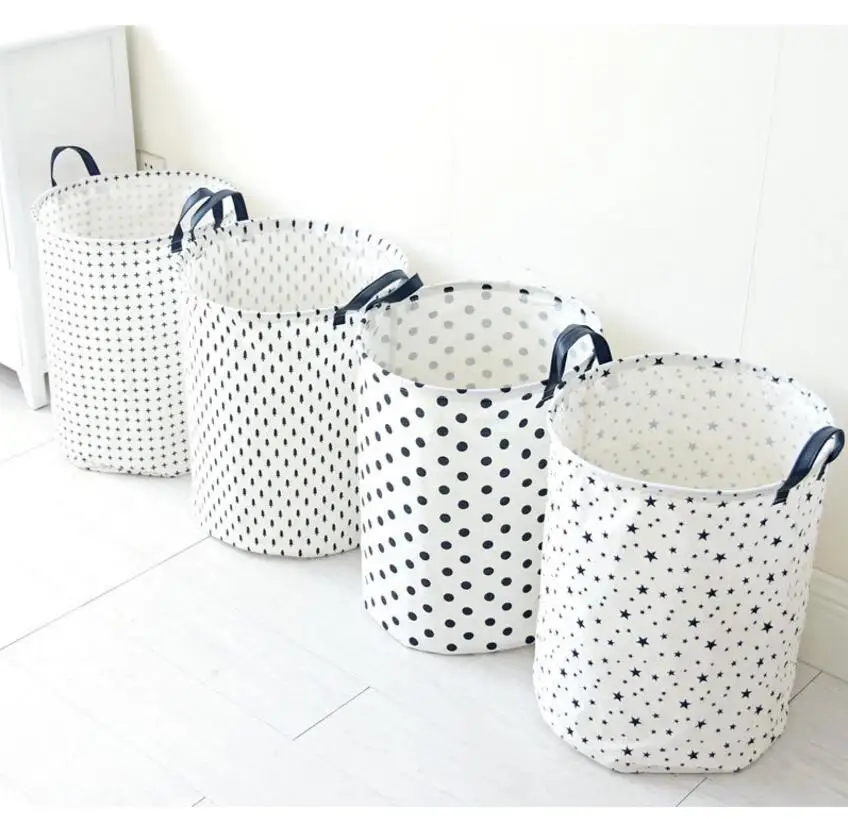 Корзина для белья в крупный горошек с пятиконечными звездами корзина хранения