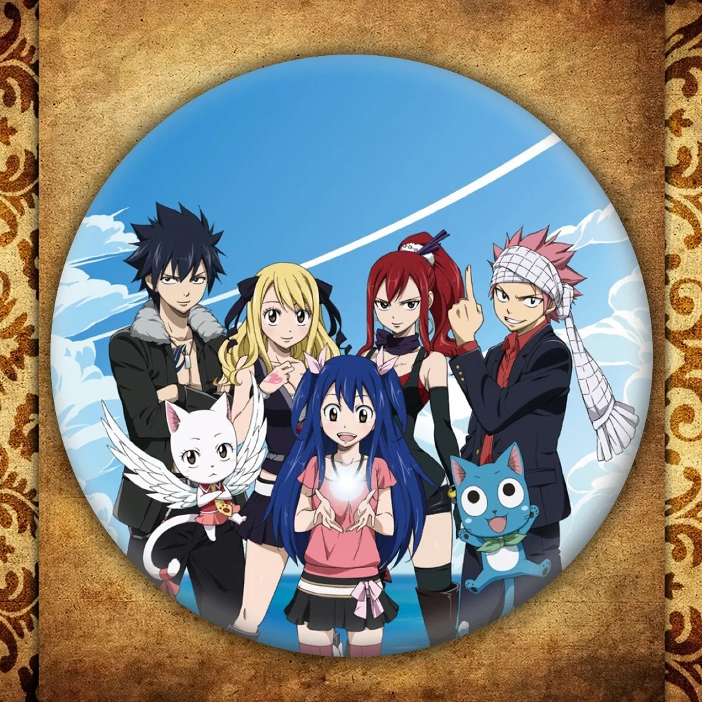 Аниме Fairy Tail бейдж с дисплеем японский мультфильм рисунок Natsu Lucy брошь на застежке