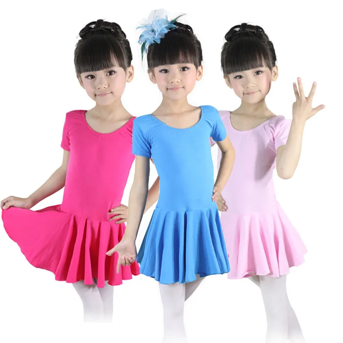 

3 Color Cotton Ballet Leotards Short Sleeve Kid Children Ballet Tutu Girls Round-neck Tutu Dress Dance Ballet Dance Dress