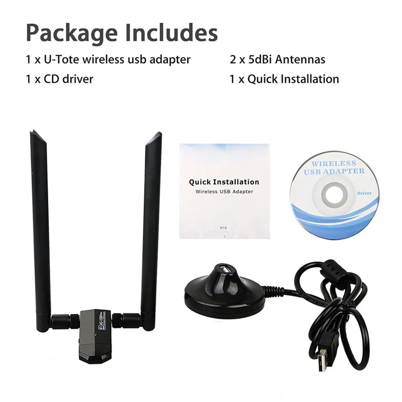 

Wireless Network Card USB 3.0 Dual Band 2.4GHz 5GHz 1200Mbps Long Range AC1200 802.11ac wifi Antenna Adapter