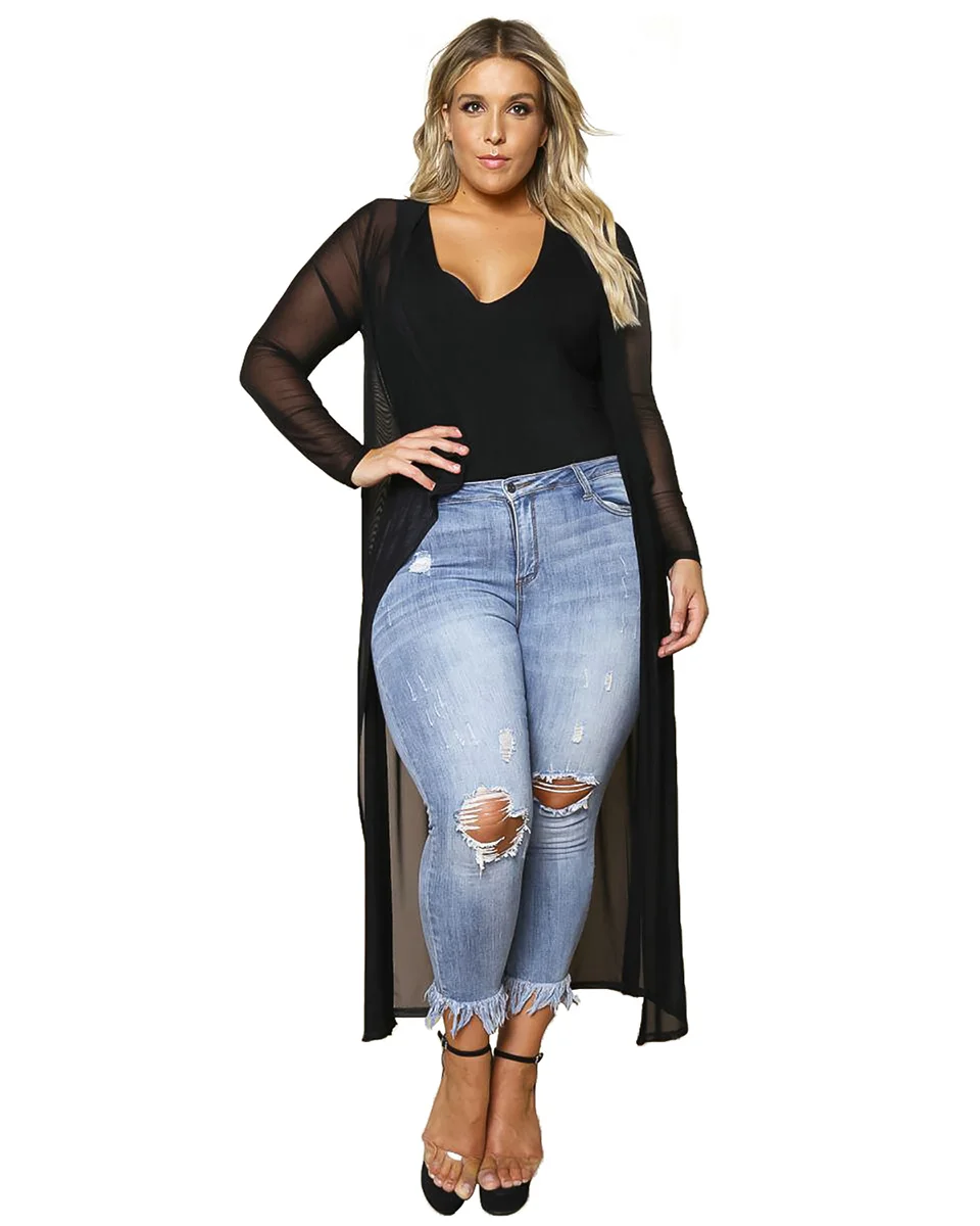 Lan Karswear, Пляжная накидка, xxxl, длинный кардиган, сплошной, полный, жемчужный, шифон, сплошной цвет, перспектива, большой размер, одежда W