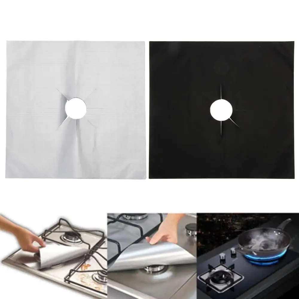

1/4PC Gas Stove Protectors Cover Liner Aluminum Foil Clean Mat Pad Stove Stovetop Protector Kitchen Accessories Mat Cooker Cover