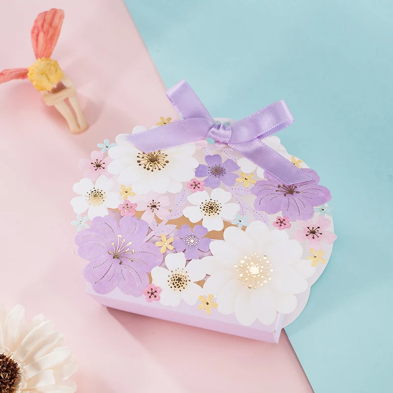 Новый Фиолетовый с лазерной гравировкой цветка Бумага ленты для свадебного