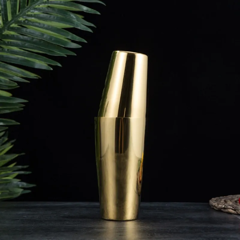 bright gold Шейкер для коктейлей из нержавеющей стали, оловянный Бостонский шейкер, профессиональный бармен, шейкер для коктейлей - Цвет: bright gold