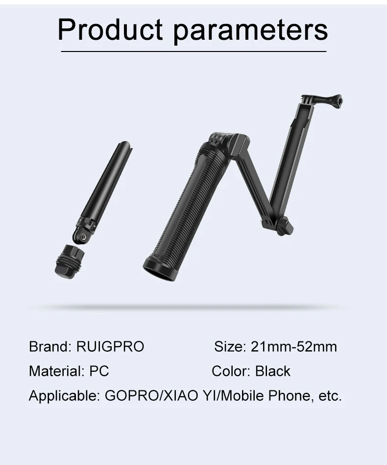 Для Osmo action GoPro монопод складной 3-полосный монопод крепление для камеры удлинитель штатив подставка для Gopro Hero 7 6 5 4 3