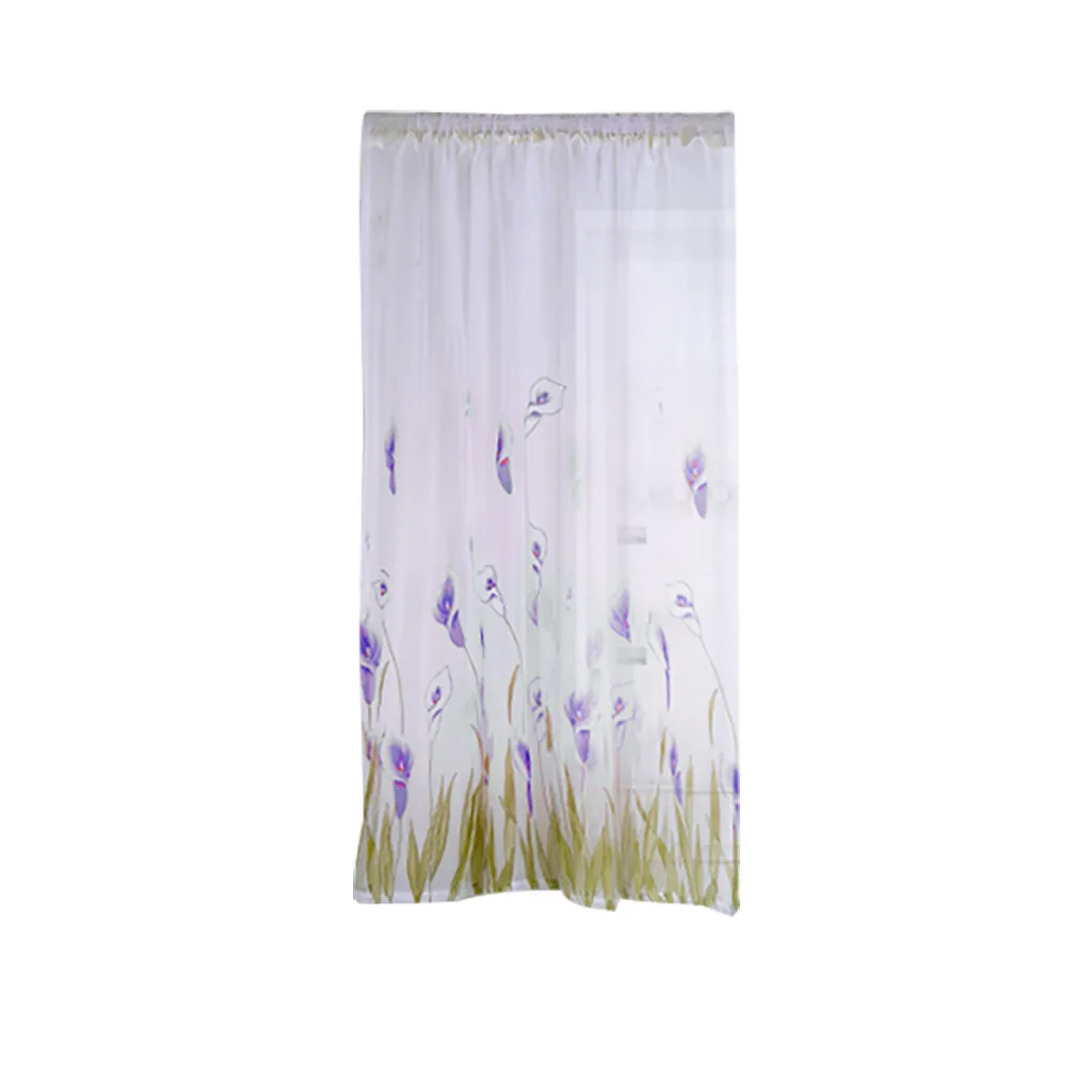 200x150cm Curtains For Living Room Daffodil Flower Print Tulle Curtain Handle Tulle Coveted 1 FabricWindow Decoration 67