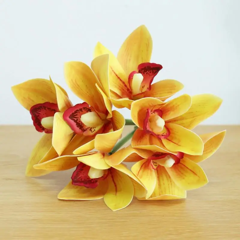 

Flone 24cm Artificial Flowers Orchids for home decor Simulation Orchid Fake Bouquet Wedding Bride Hand Flowers decoration