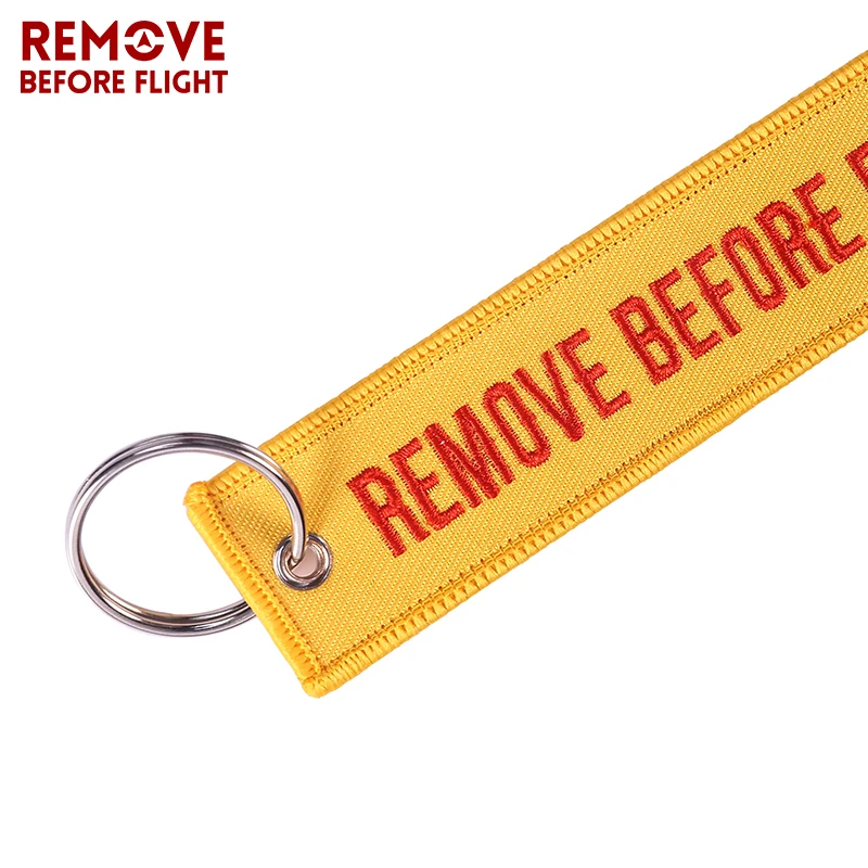Remove Before Flight Fashion Keychain Orange Keyring Luggage Safety Tag Embroidery Motorcycle Key Chains for Aviation Gift 5PCS |
