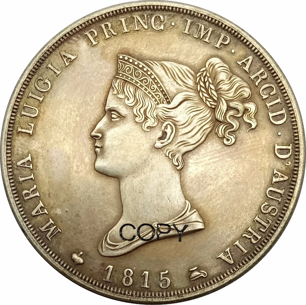 Итальянские 1815 итальянские серебряные копировальные монеты Parma Maria Luigia 5 Lire с