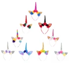 Новинка для детской вечеринки Золотой Серебряный Радужный Единорог ободок для волос аксессуары для волос на день рождения для девочек