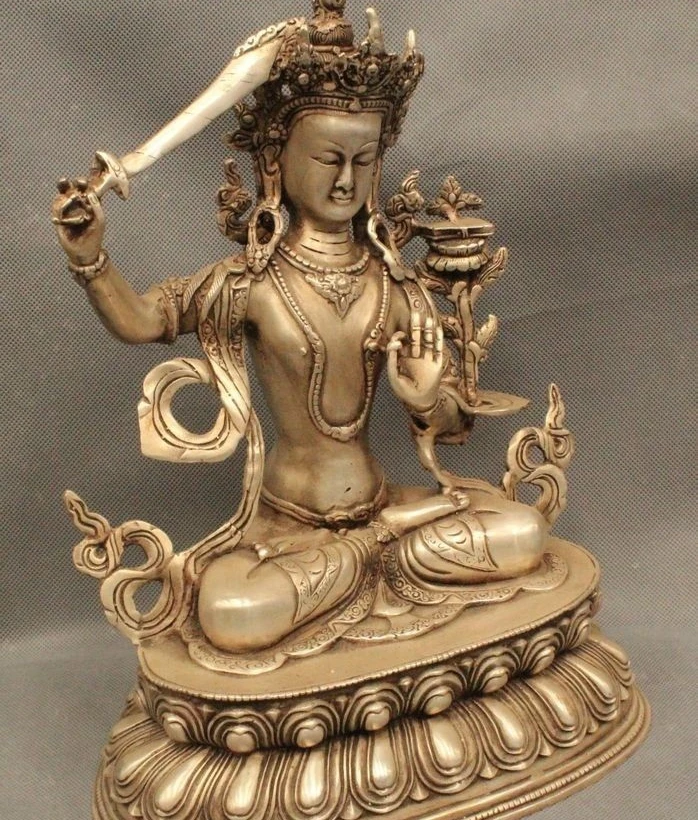 12 &quotТибетский буддизм народное серебряное сиденье боддхисаттва Вэньшу