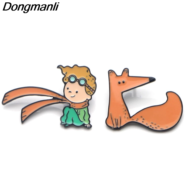 P3674 Dongmanli принц и лиса милые металлические эмалированные броши на булавке для
