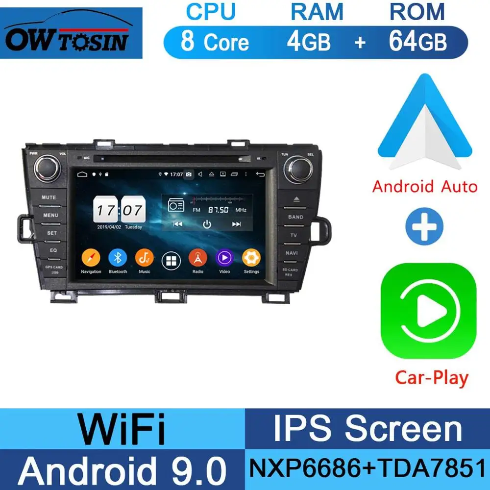 64G CarPlay Android " ips Восьмиядерный 4 Гб ram+ 64 Гб rom Android 9,0 автомобильный DVD радио gps для Toyota Prius 2009- DSP CarPlay Parrot BT стерео Adas плеер - Цвет: 64G CarPlay Android