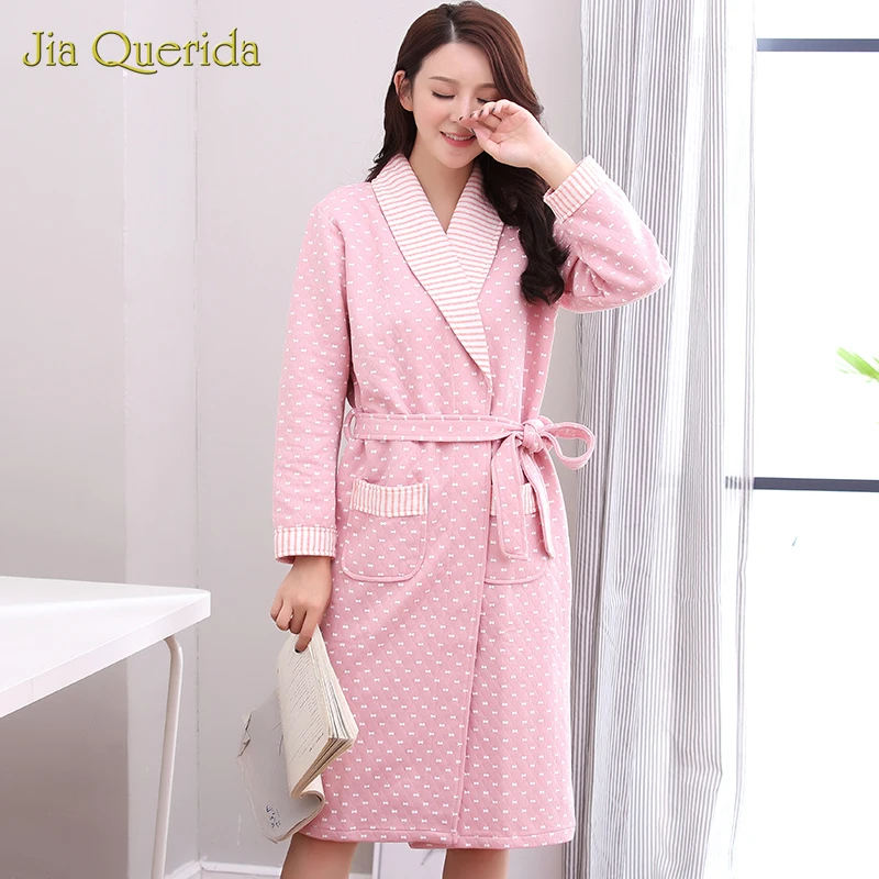 Женский халат хлопковый Халат женское нижнее белье кимоно женский розовый
