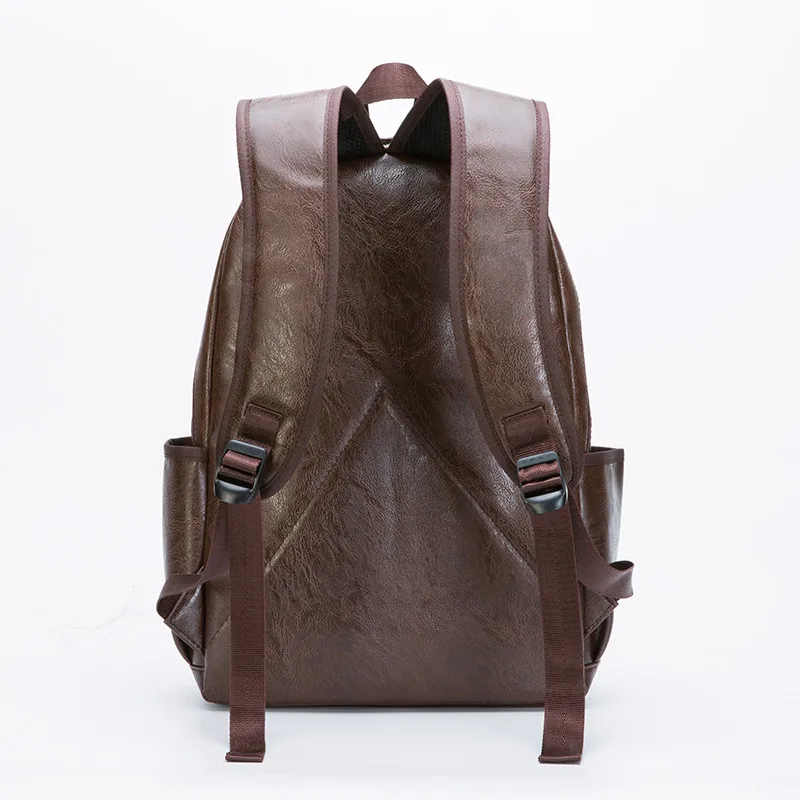 

2020 New Design High Quality PU Leather Men Backpack Fashion Solid School Bags For Teenager Boy's Casual Men Black Backpacks