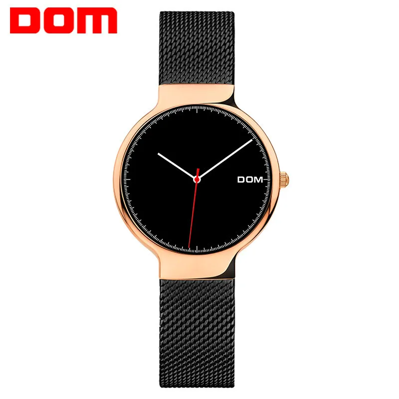 DOM роскошные часы Для женщин ультра тонкий Сталь сетки Reloj Mujer Водонепроницаемый