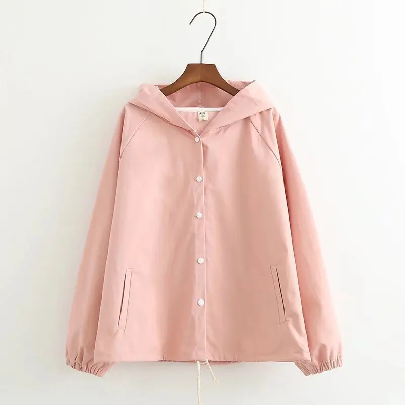 Осенняя Новая женская Свободная куртка с капюшоном и вышивкой в консервативном