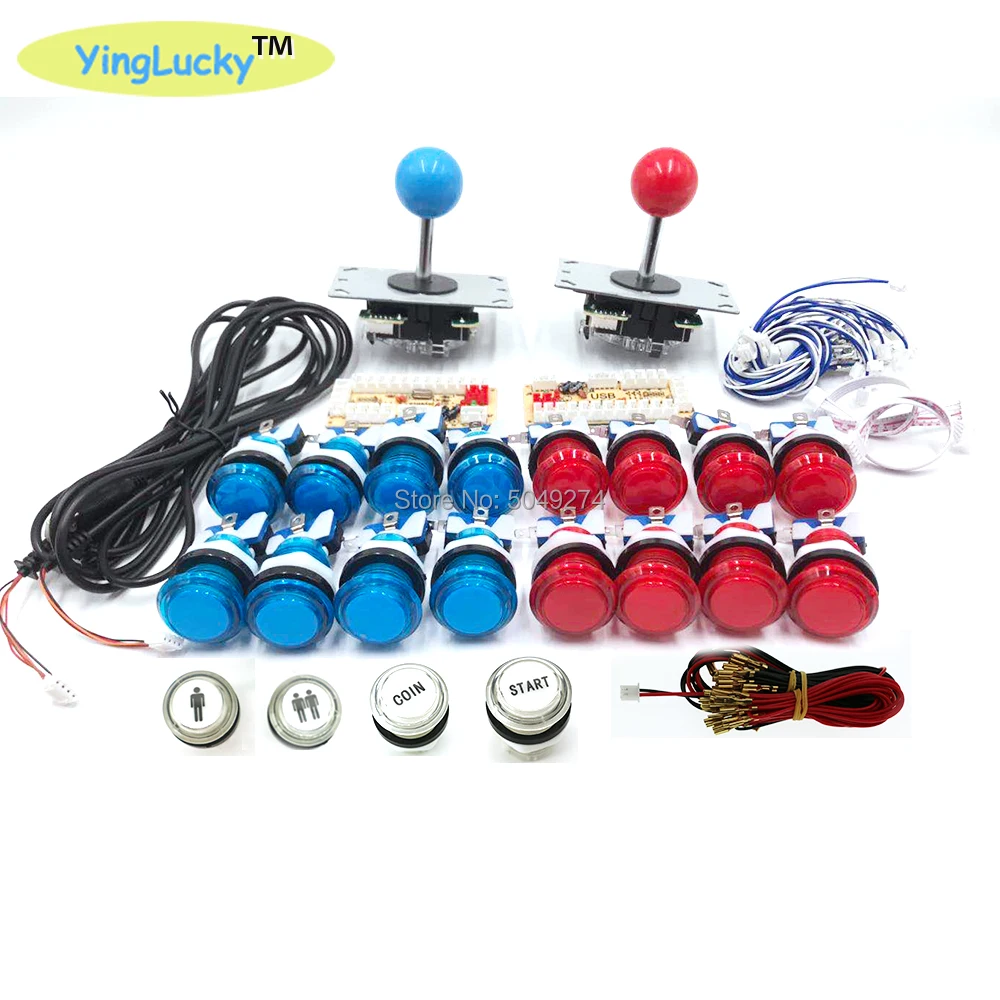 Нулевая задержка игровой DIY комплект комплекты деталей для игровых машин 2* sanwa Джойстик 2*5 в светодиодная кнопка 2* USB к ПК/Raspberry Pi плата