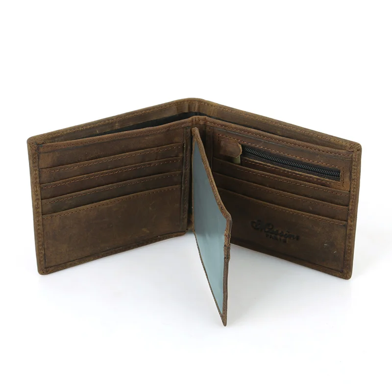 Высокое качество корова кожаные мужские кошельки фирменный дизайн Двойные