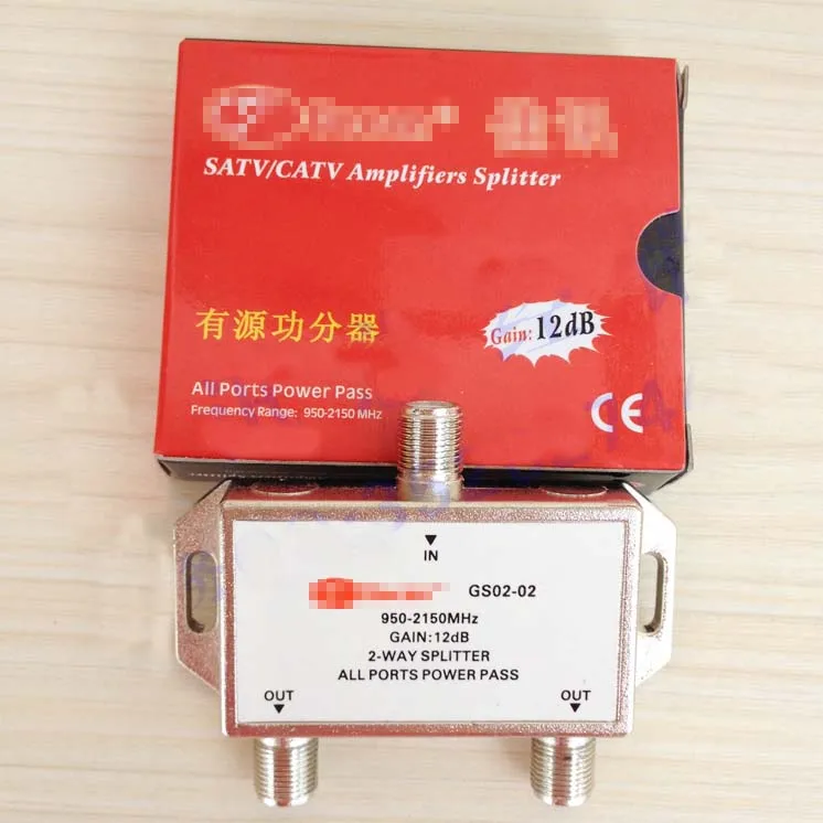 1 в 2 out спутниковый ТВ сплиттер Way SATV/CATV усилители 950 2150MHz F Тип коннектор усиление 12