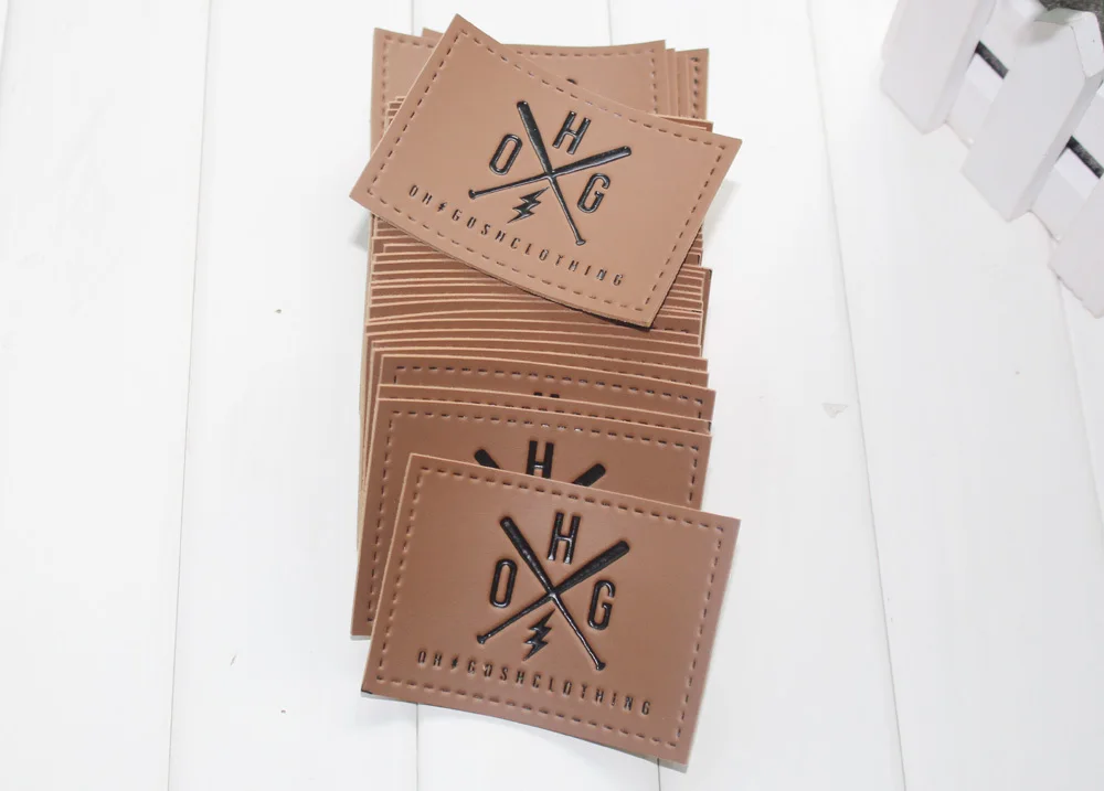 Высококачественная Этикетка из ПУ кожи с тиснением для джинсовых сумок