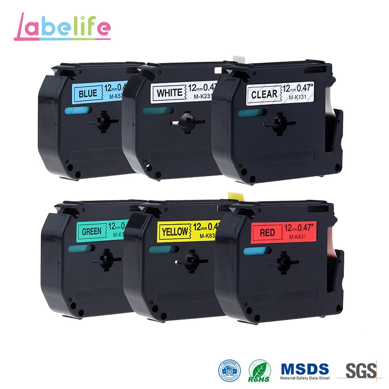 Labelife 6 Pack Compatible Brother P-touch M Label Tape MK131 MK231 MK431 MK531 MK631 MK731 for Maker PT-90 | Компьютеры и офис
