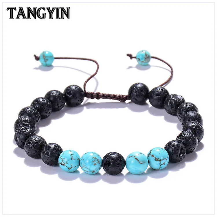 8 мм вулканический камень волна Регулируемый Энергетический Браслет из