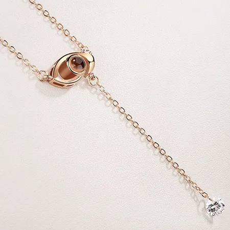 gold eye Новинка, ожерелье с надписью "I Love You" на 100 языках, подлинное розовое золото, ожерелье с сердечками и подвесками, свадебный подарок - Окраска металла: gold eye