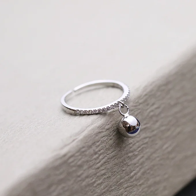 Женское кольцо с бусинами и кристаллами серебристого цвета|fashion rings for women|rings womenring