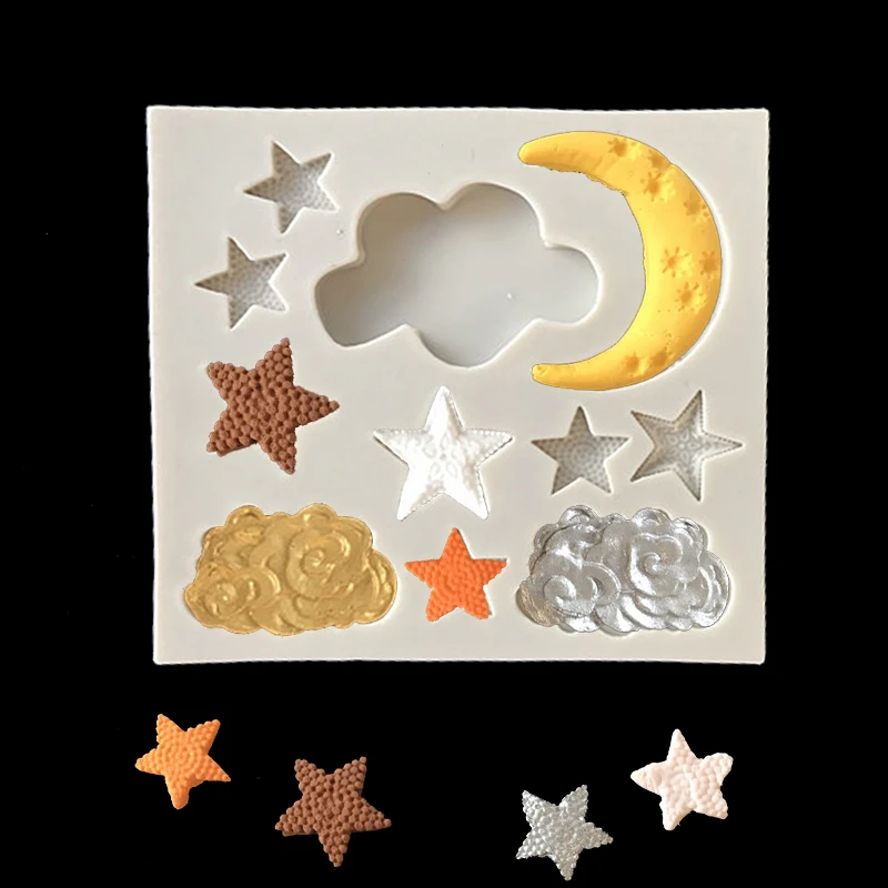 

Cloud Star Moon Silicone Mold Fondant Cake Mold Cake Decorating Tools Chocolate Gumpaste Mold Random Color