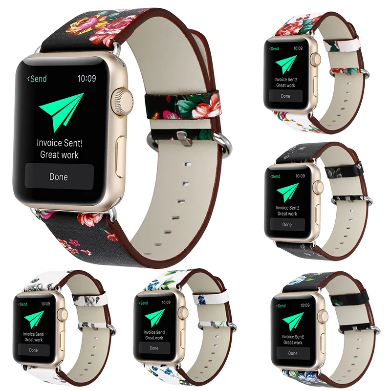 Кожаный ремешок для часов apple watch спортивный браслет из нержавеющей стали с