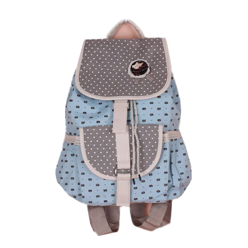 Женский тканевый рюкзак с милым медведем из мультфильма школьный застежкой на