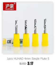HUHAO 1PC 6mm one Flute Spiral Cutter router bit CNC end mill For MDF carbide milling cutter tugster steel router bits for wood