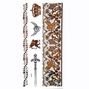 Золотая временная металлическая тату-наклейка, греческий Кобе, ангелы, меч, любовь, женщины, хна, сделай сам, боди-арт, водостойкая татуировка