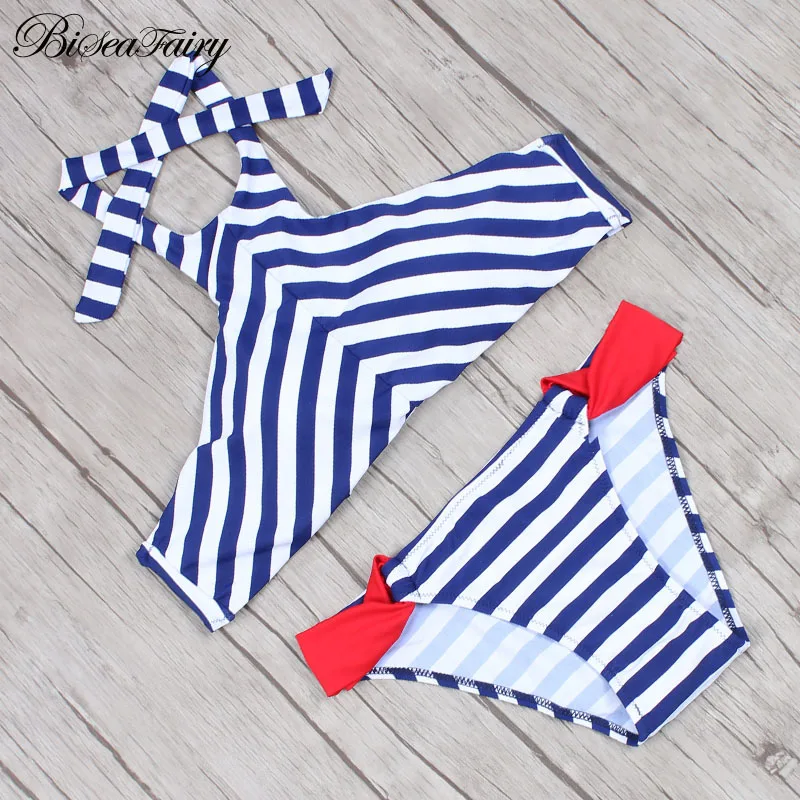 Женский купальник-бикини с высокой горловиной пуш-ап купальник в стиле ретро